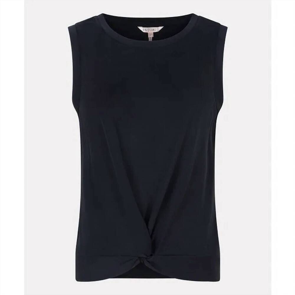 NEW ESQUALO women's crinkle modal top in black